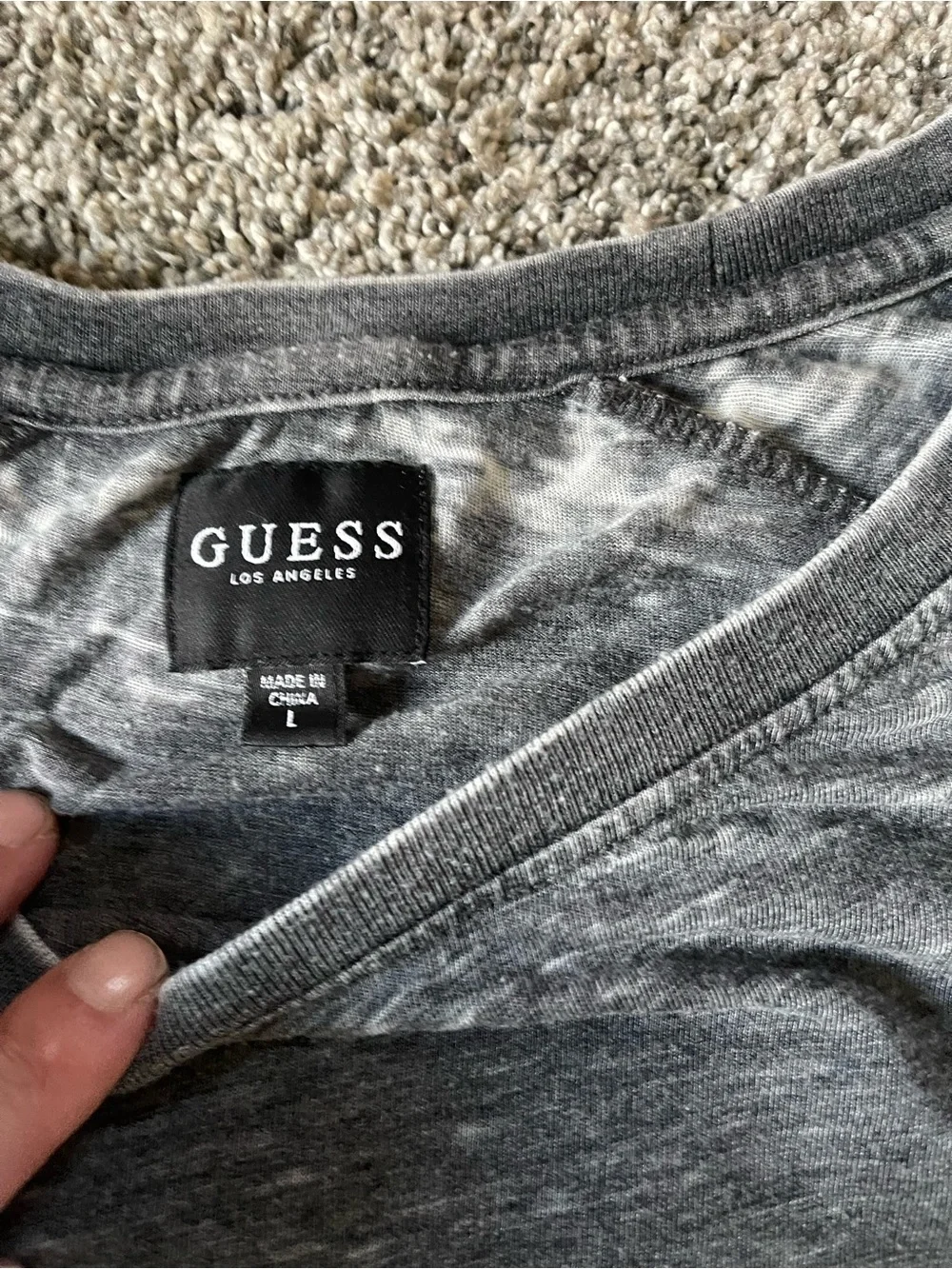 Guess Men's Gray Heather Short Sleeve Crew Tee - Picture 2 of 3
